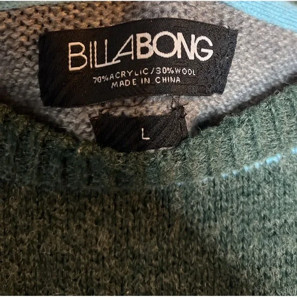 Billabong Mens Striped Knit‎ Sweater Crew Neck Pullover Jumper Casual Top - Picture 4 of 9